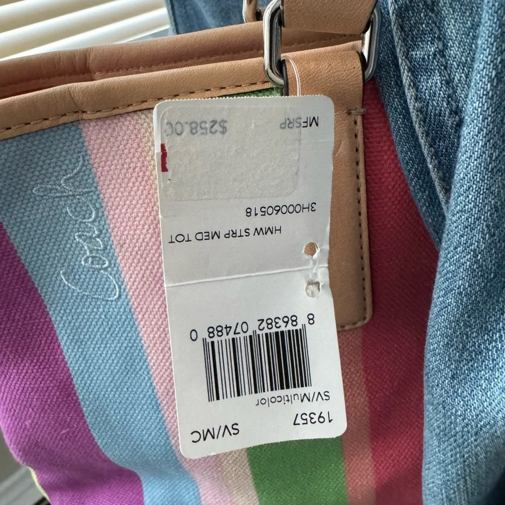 Coach Legacy Hampton Multicolored Stripe Canvas Medium Tote NWT